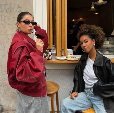 NOIR & ROSE | Oversized Rote Lederjacke