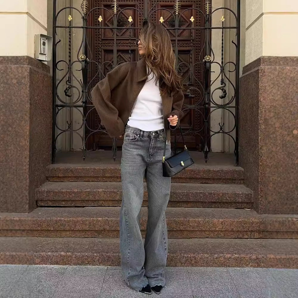 Retro Herbstmantel Damen | Doppelreihiger Mantel